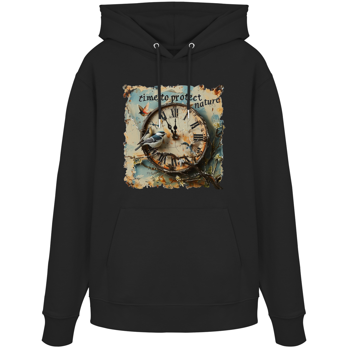 vegwear "time to protect nature" - unisex Hoodie / Kapuzenpulli, nachhaltige Mode
