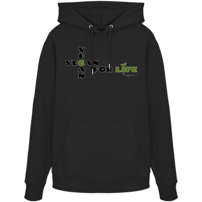 veganer unisex Hoodie / Kapuzenpulli - "vegan for life" - Bio-Baumwolle - vegwear