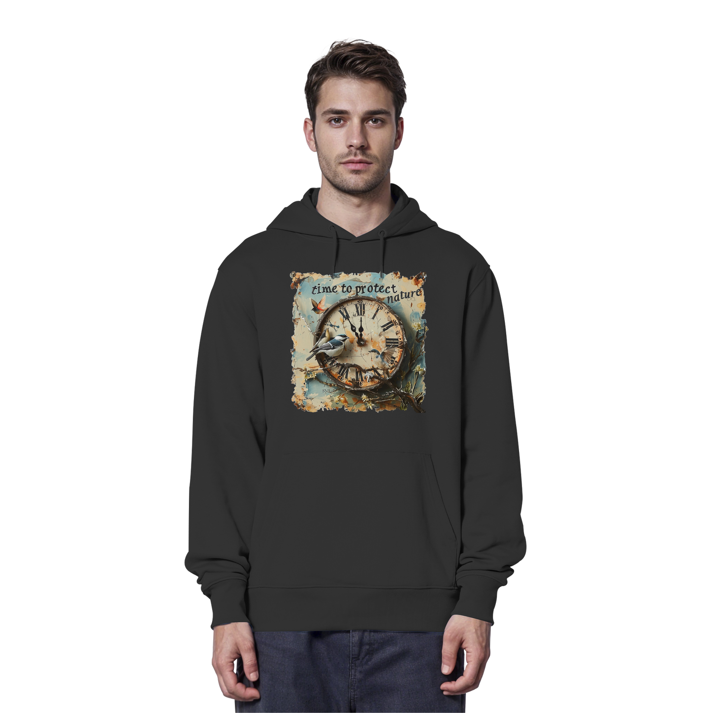 vegwear "time to protect nature" - unisex Hoodie / Kapuzenpulli, nachhaltige Mode