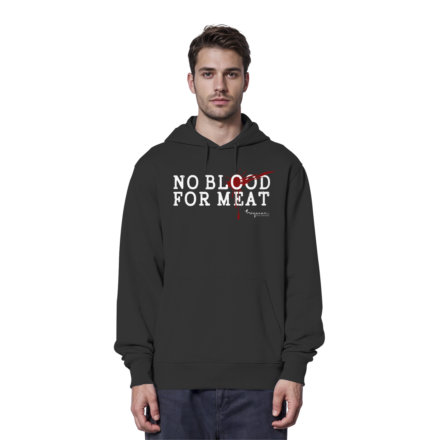 vegane Statement-Hoodie: "no blood for meat" Bio-Hoodie | vegwear