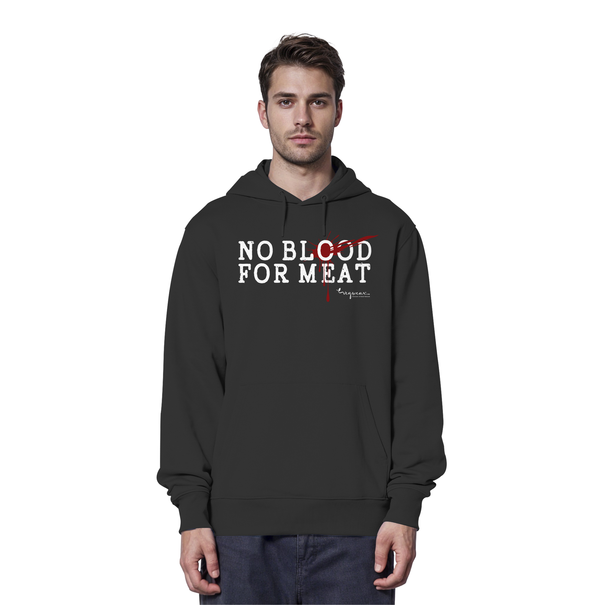 vegane Statement-Hoodie: "no blood for meat" Bio-Hoodie | vegwear