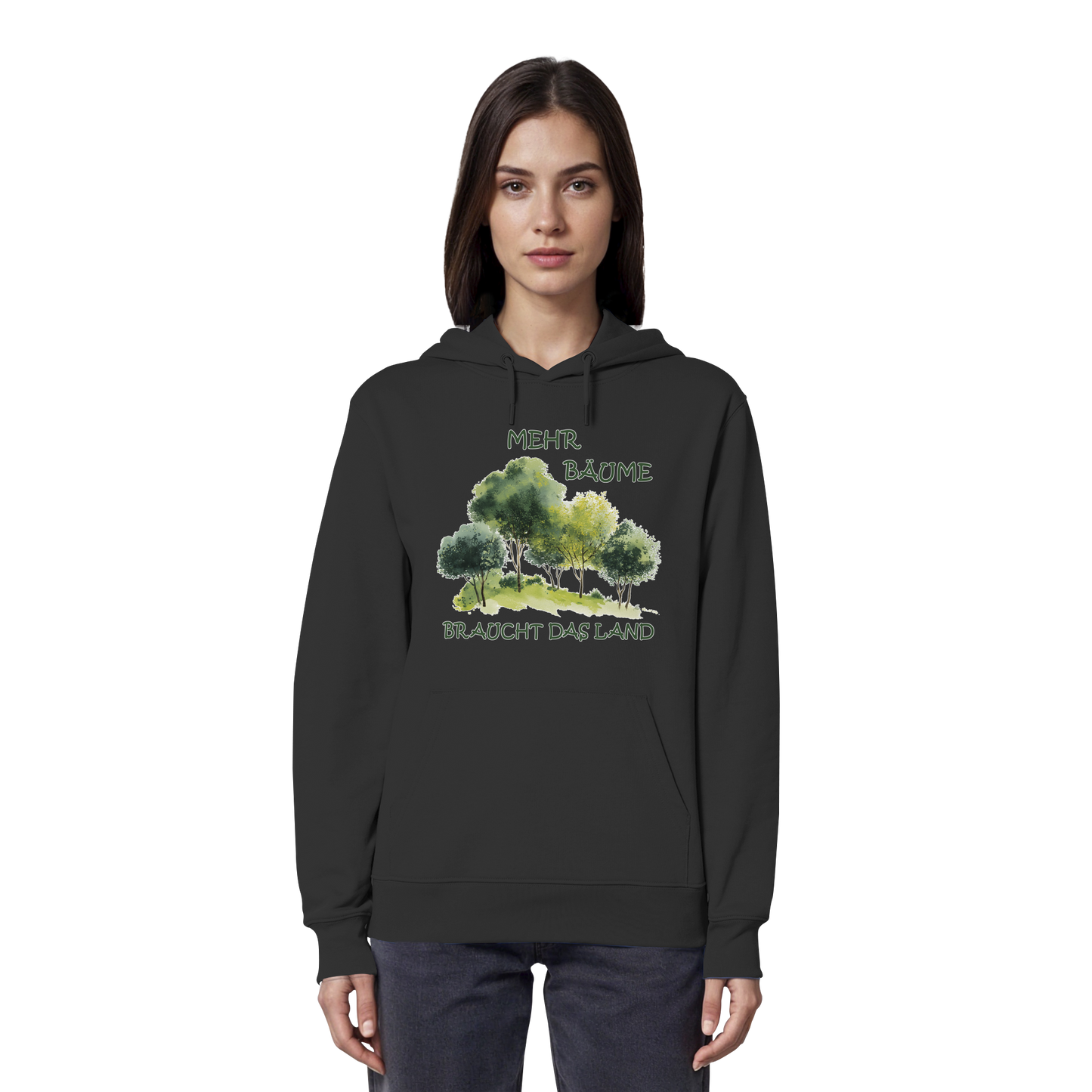 vegwear "mehr Bäume braucht das Land" - unisex Bio Hoodie / Kapuzenpulli, vegan, fair, nachhaltig