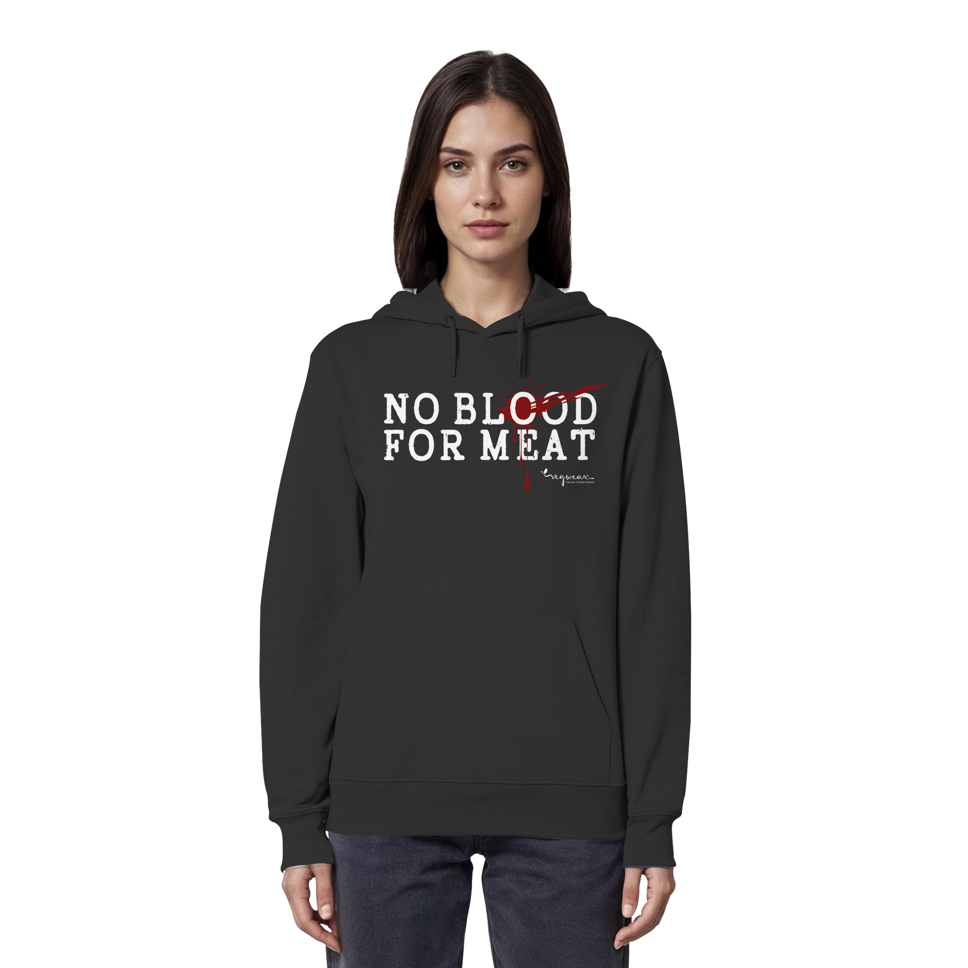 vegane Statement-Hoodie: "no blood for meat" Bio-Hoodie | vegwear