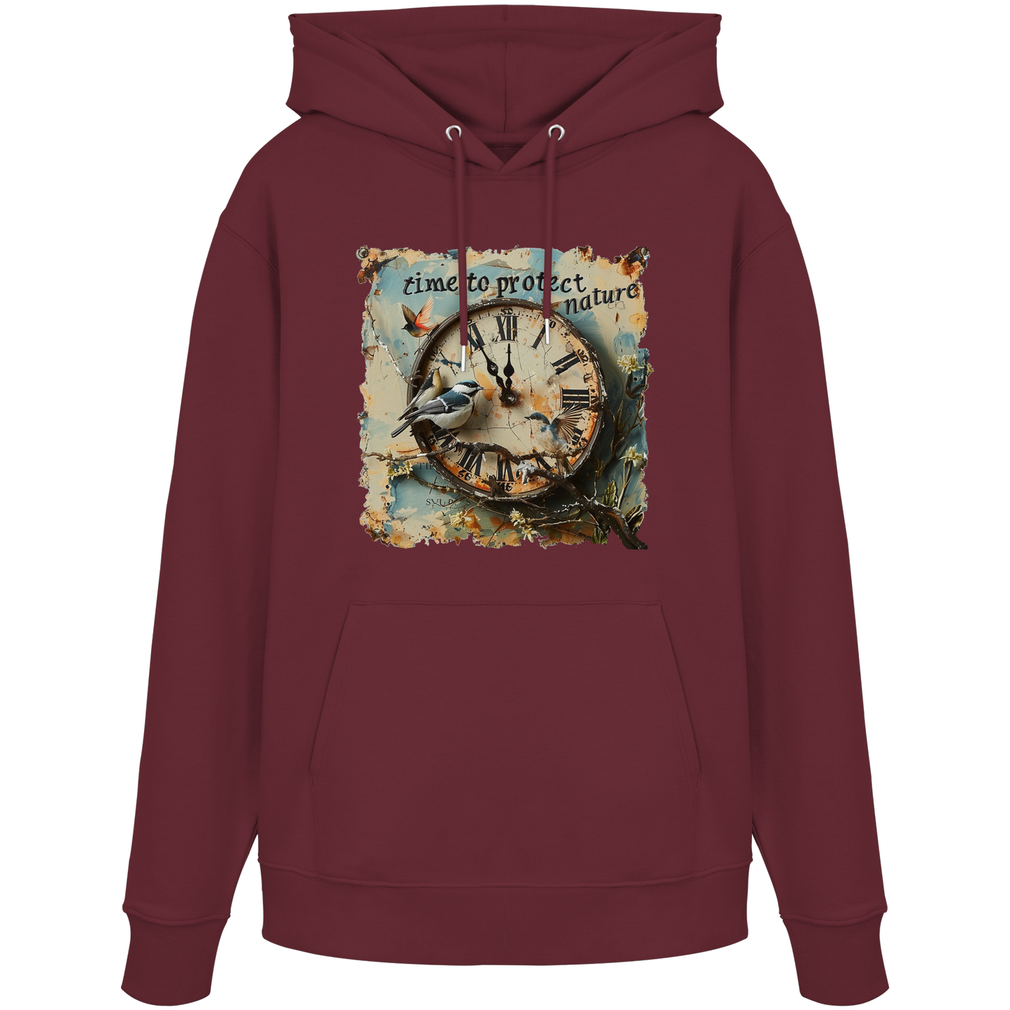 vegwear "time to protect nature" - unisex Hoodie / Kapuzenpulli, nachhaltige Mode