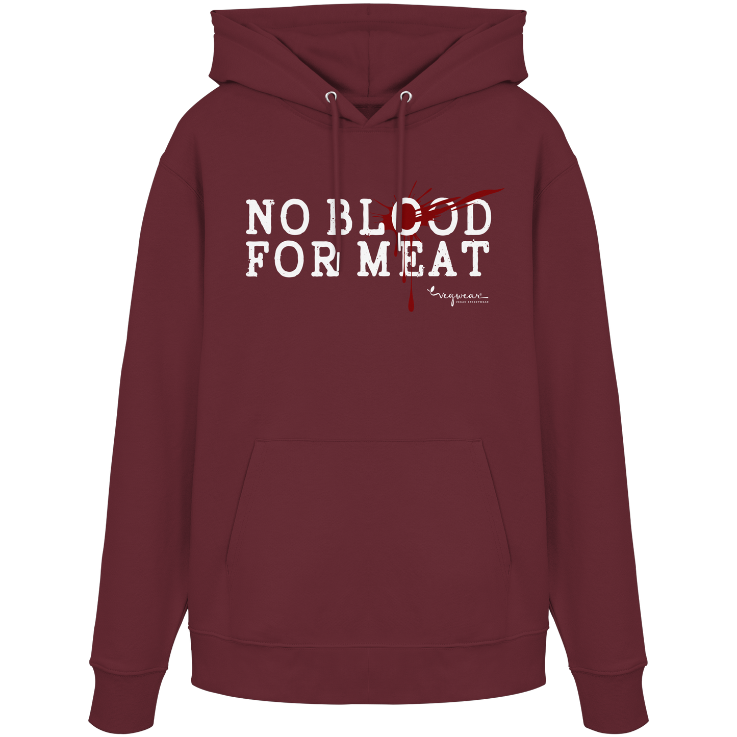 vegane Statement-Hoodie: "no blood for meat" Bio-Hoodie | vegwear
