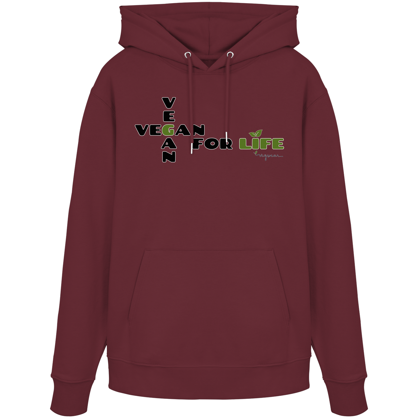 vegwear "vegan for life" - unisex Hoodie / Kapuzenpulli bio vegan fair