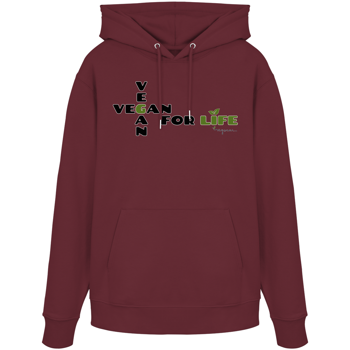 veganer unisex Hoodie / Kapuzenpulli - "vegan for life" - Bio-Baumwolle - vegwear