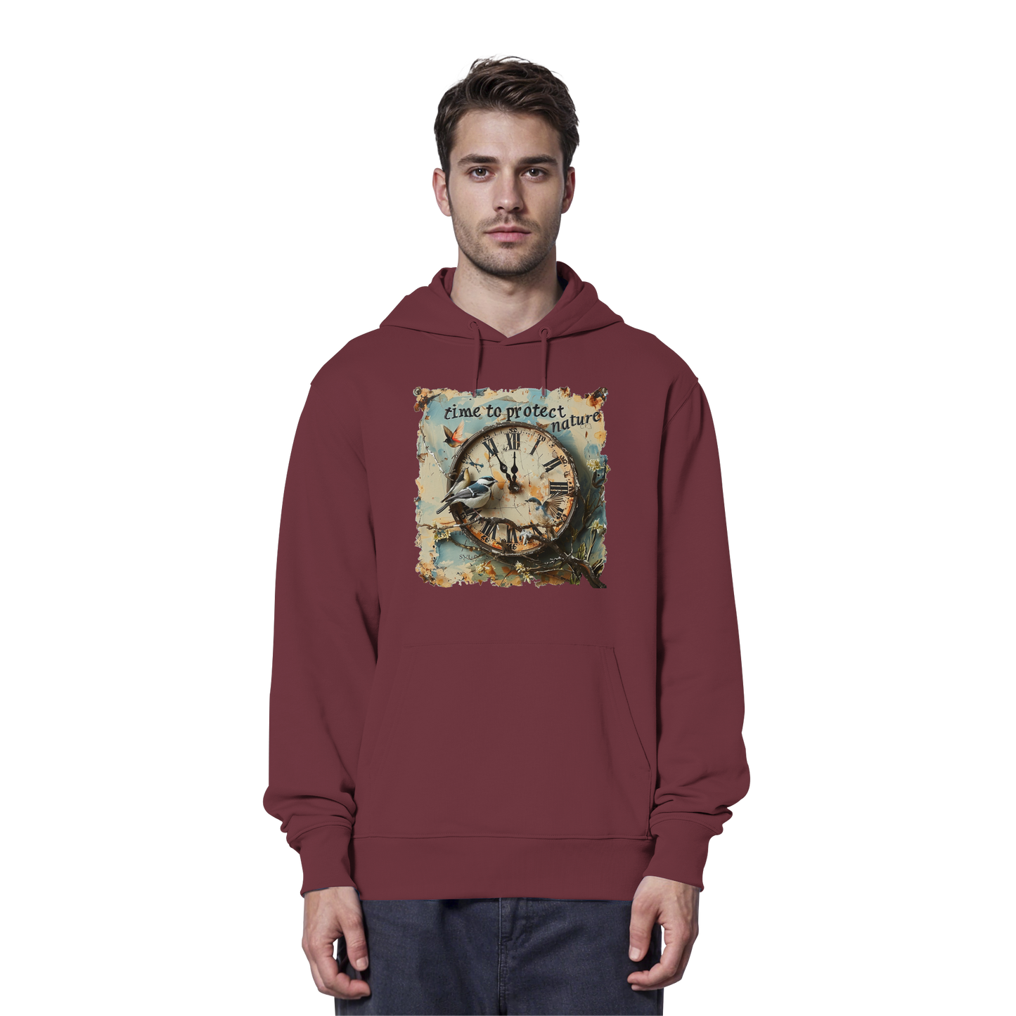 vegwear "time to protect nature" - unisex Hoodie / Kapuzenpulli, nachhaltige Mode