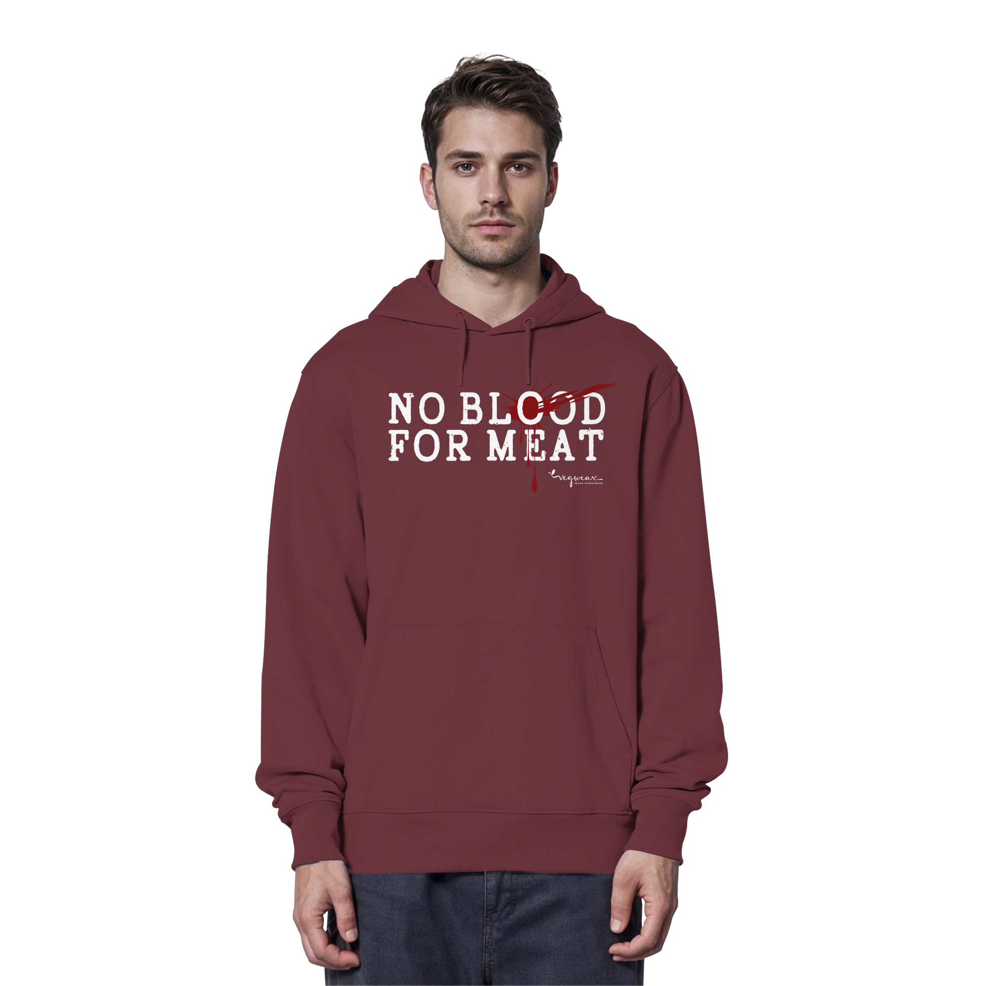 vegane Statement-Hoodie: "no blood for meat" Bio-Hoodie | vegwear