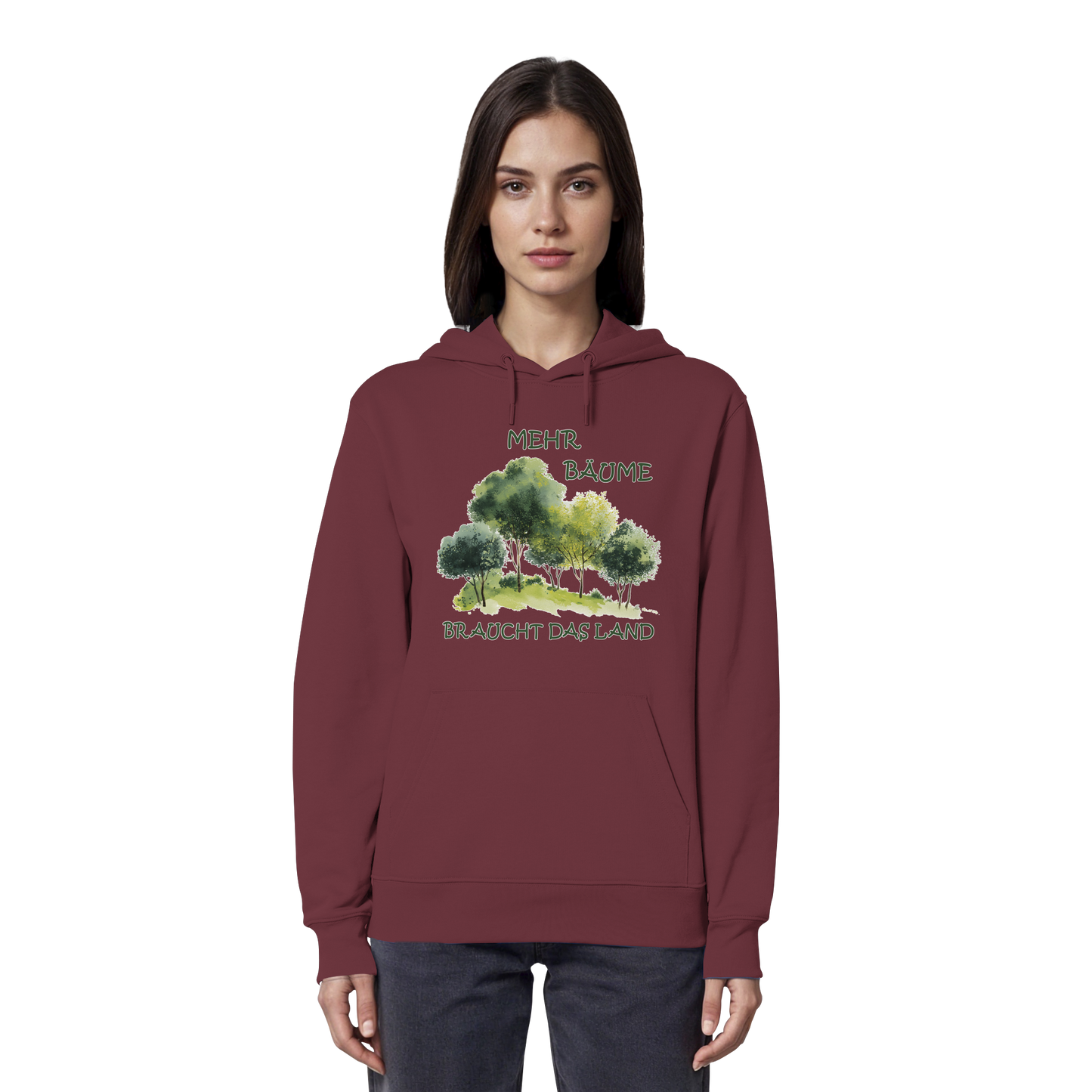 vegwear "mehr Bäume braucht das Land" - unisex Bio Hoodie / Kapuzenpulli, vegan, fair, nachhaltig