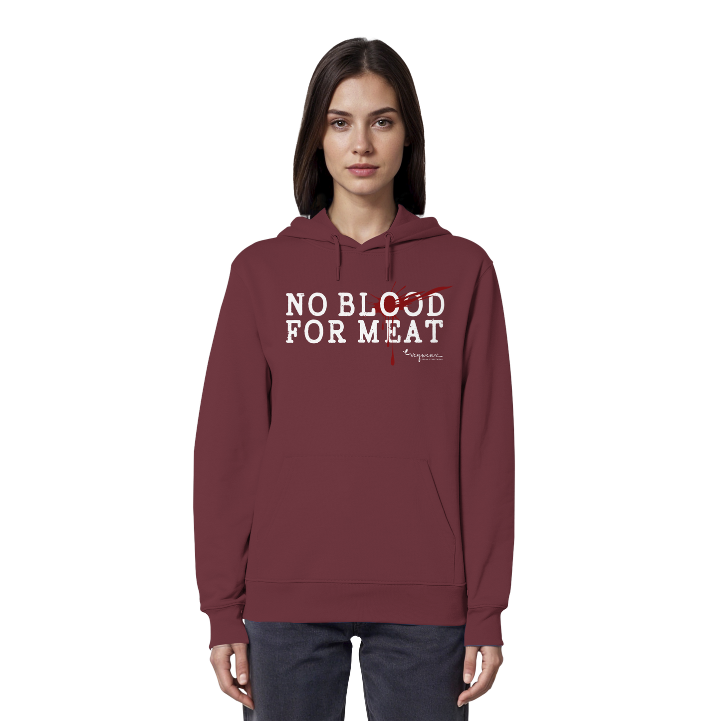 vegane Statement-Hoodie: "no blood for meat" Bio-Hoodie | vegwear