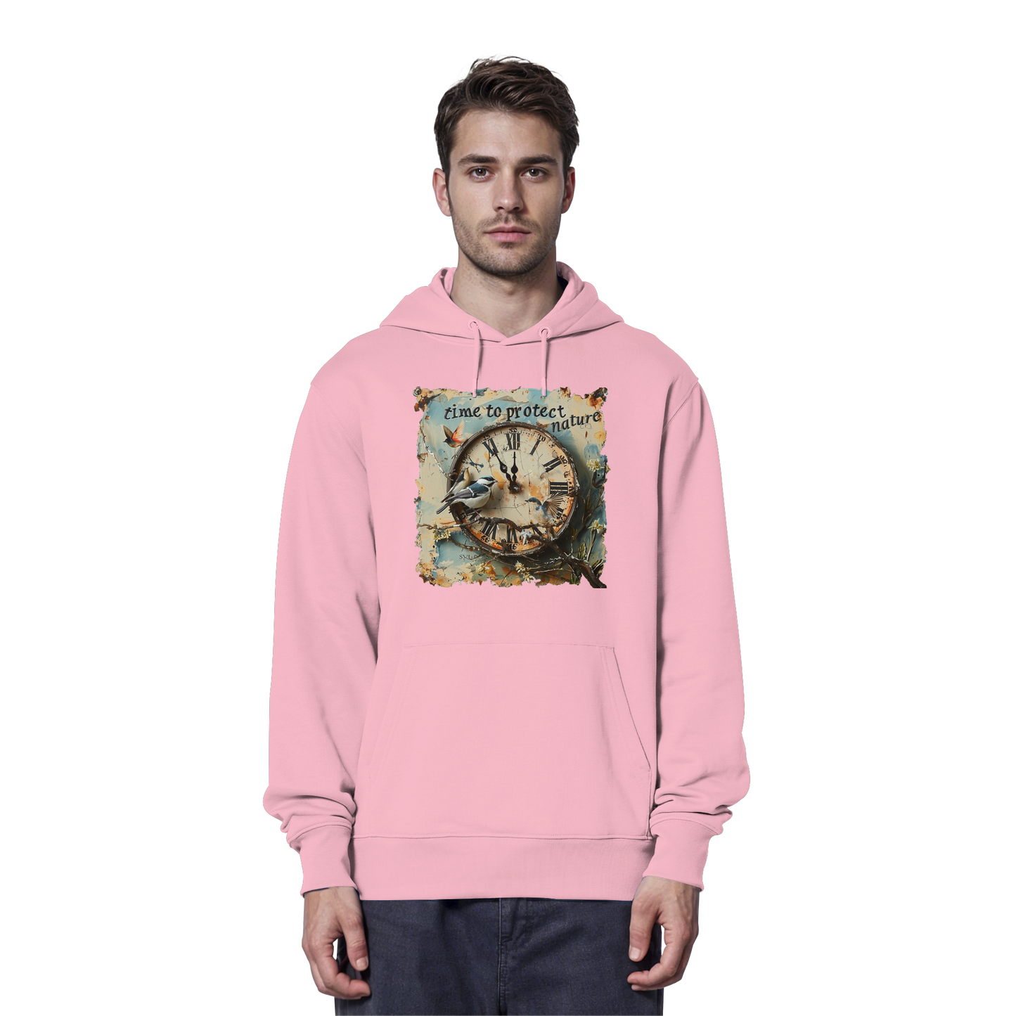 vegwear "time to protect nature" - unisex Hoodie / Kapuzenpulli, nachhaltige Mode