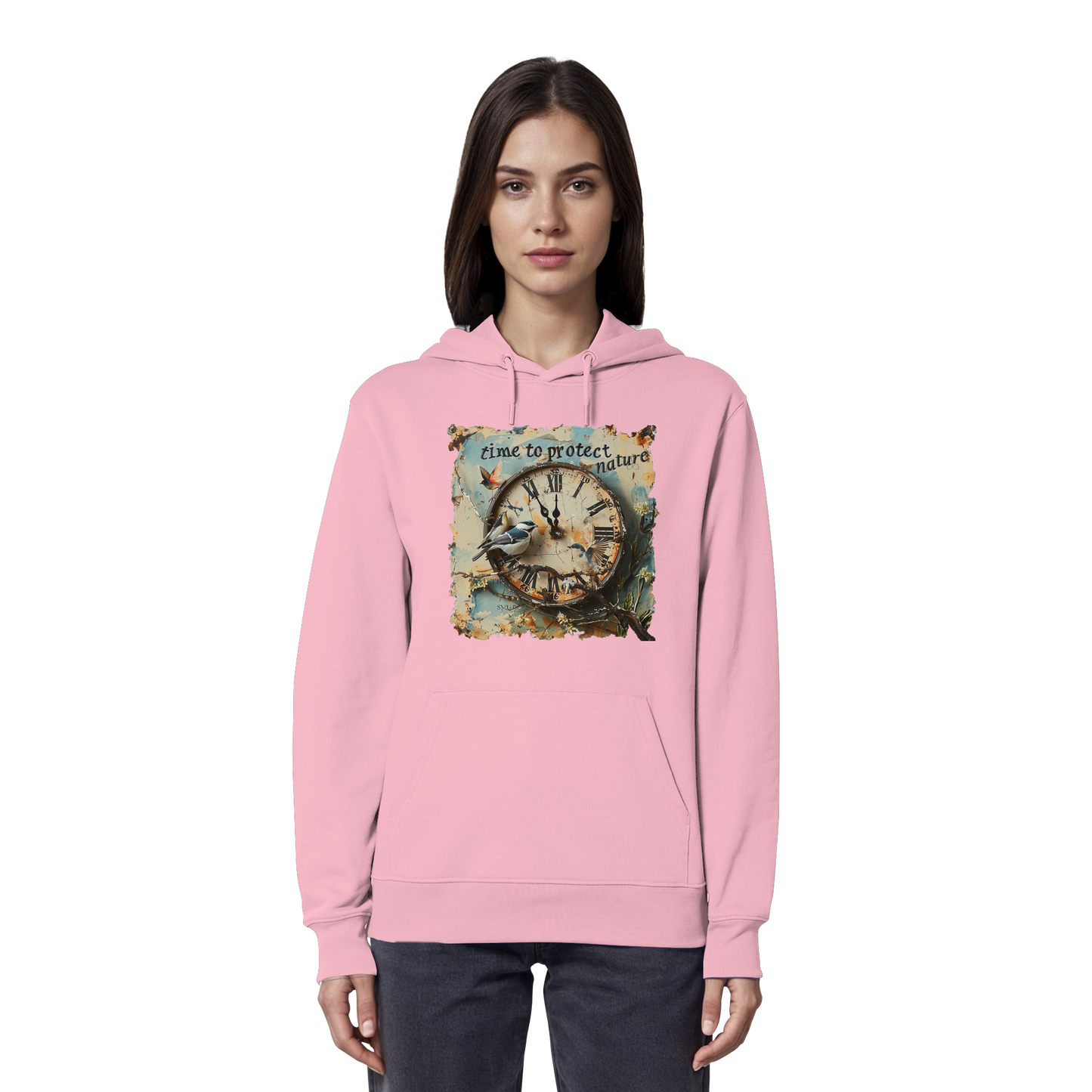 vegwear "time to protect nature" - unisex Hoodie / Kapuzenpulli, nachhaltige Mode