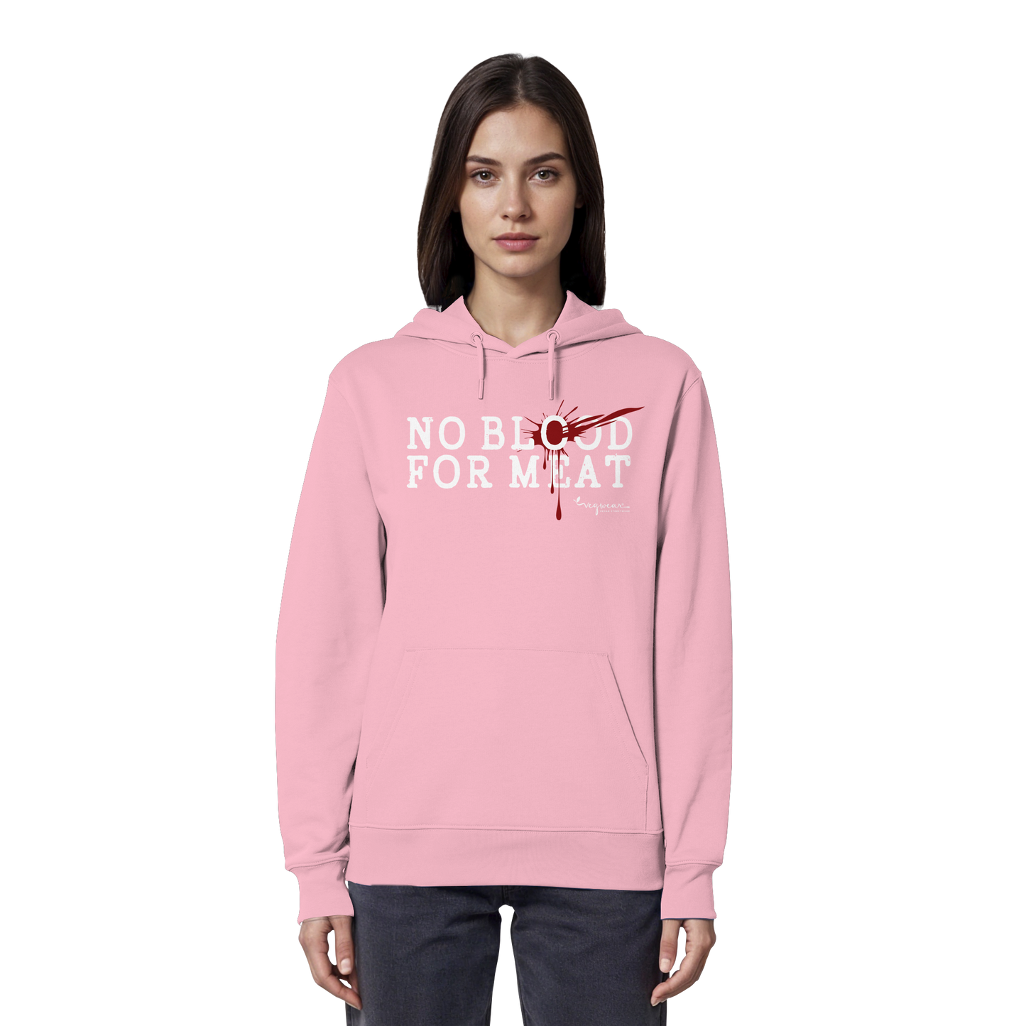 vegane Statement-Hoodie: "no blood for meat" Bio-Hoodie | vegwear