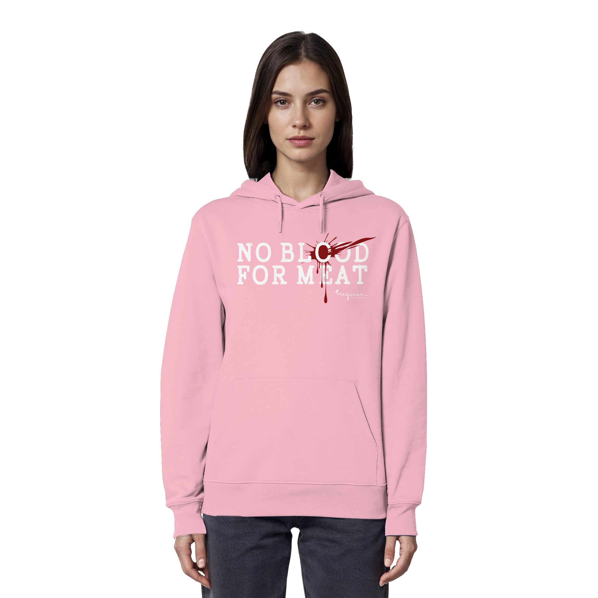 vegane Statement-Hoodie: "no blood for meat" Bio-Hoodie | vegwear