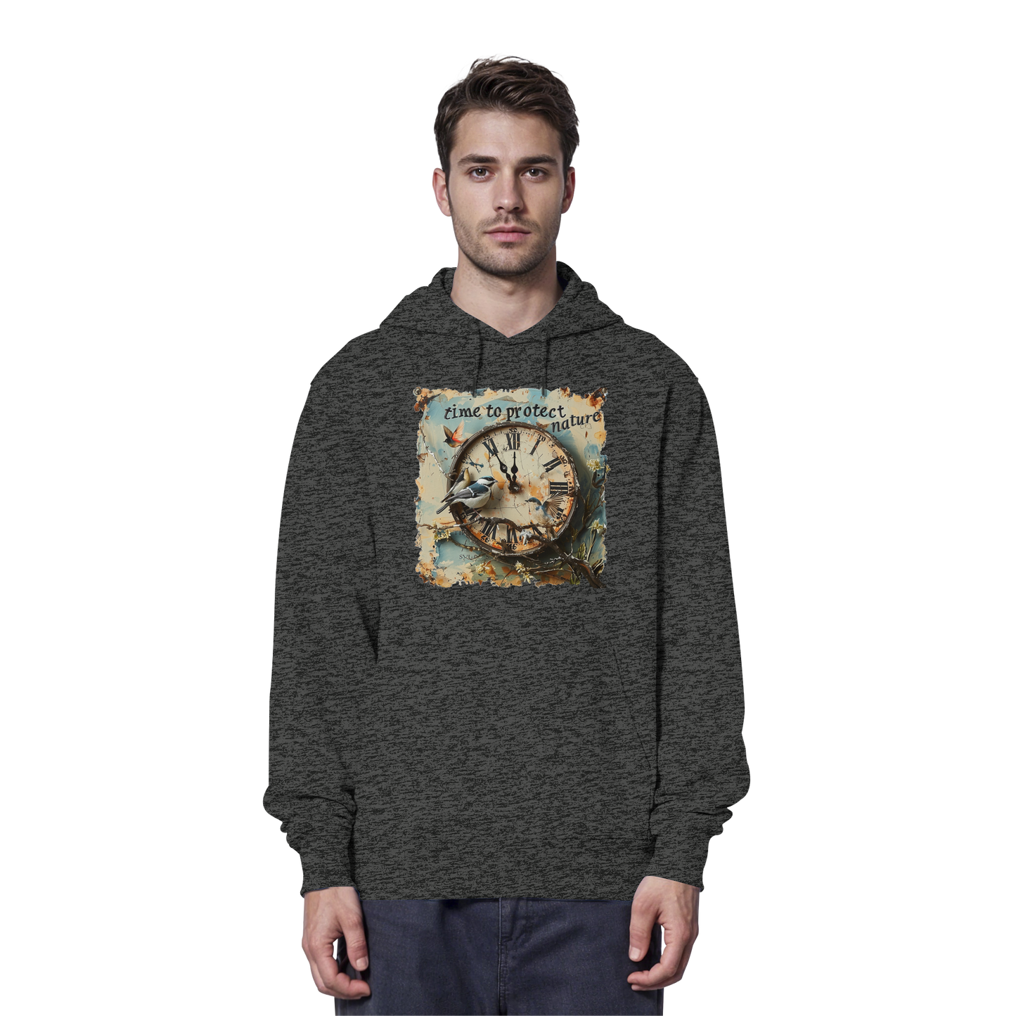 vegwear "time to protect nature" - unisex Hoodie / Kapuzenpulli, nachhaltige Mode