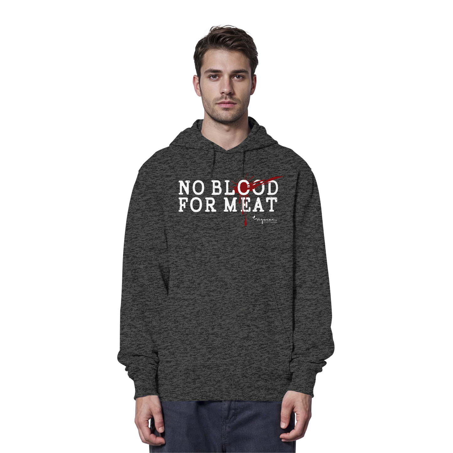 vegane Statement-Hoodie: "no blood for meat" Bio-Hoodie | vegwear