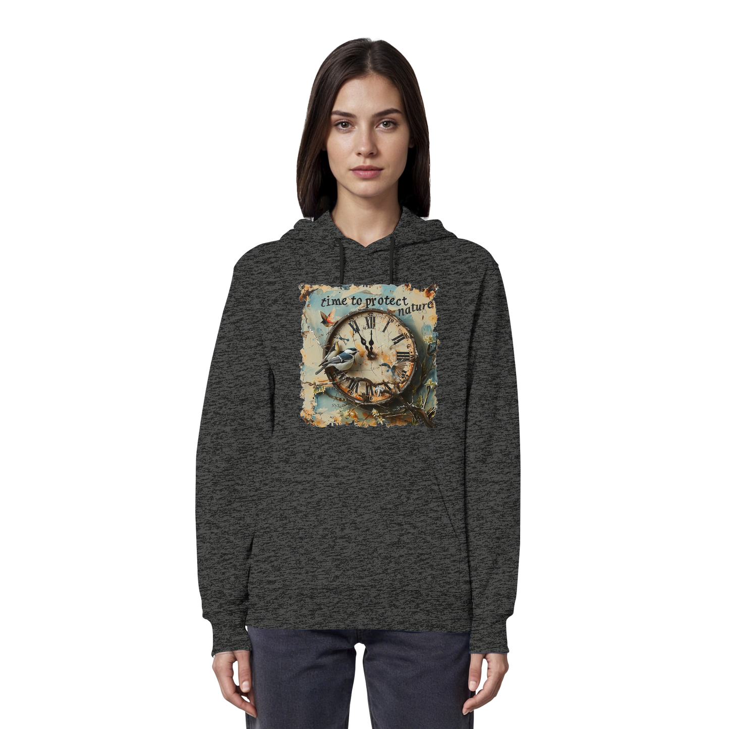 vegwear "time to protect nature" - unisex Hoodie / Kapuzenpulli, nachhaltige Mode