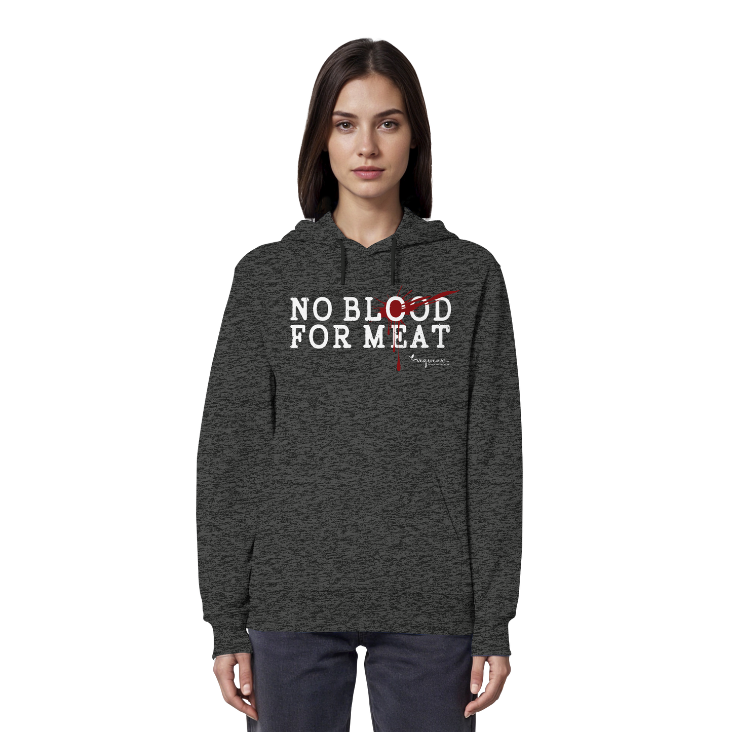 vegane Statement-Hoodie: "no blood for meat" Bio-Hoodie | vegwear
