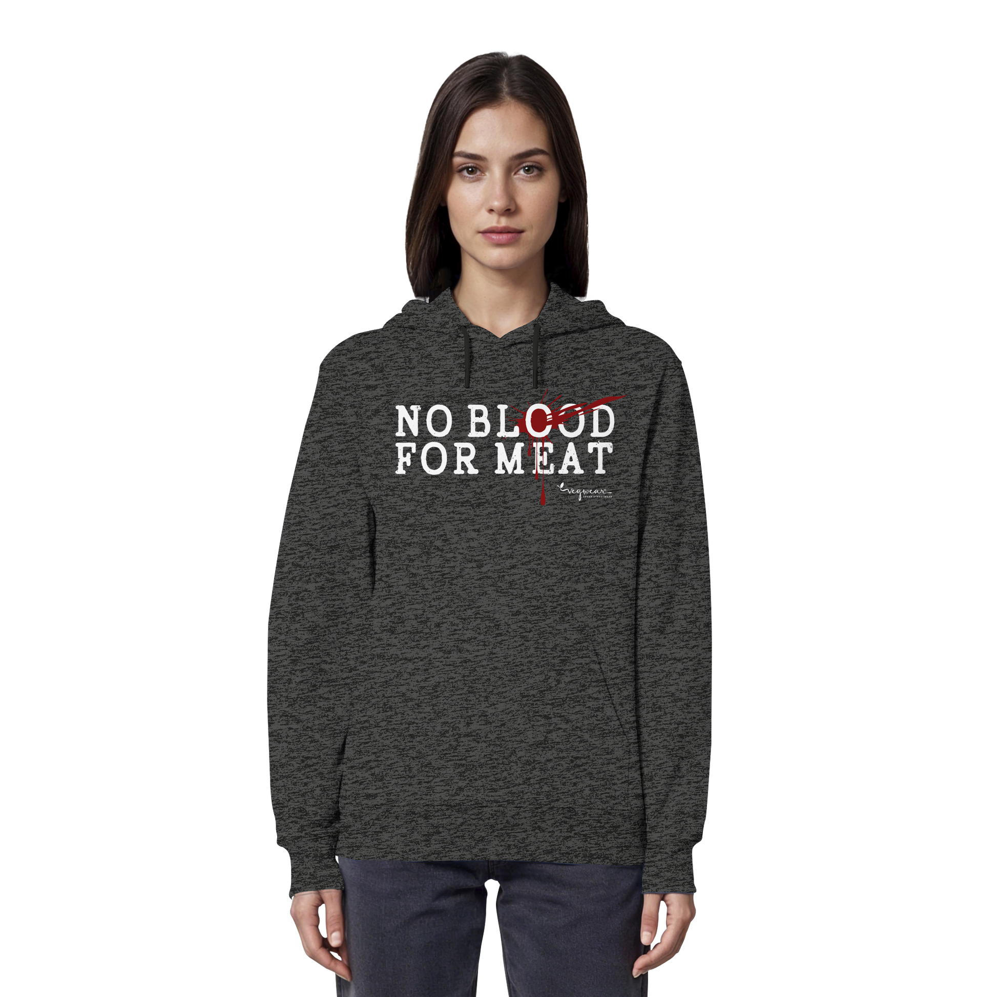 vegane Statement-Hoodie: "no blood for meat" Bio-Hoodie | vegwear
