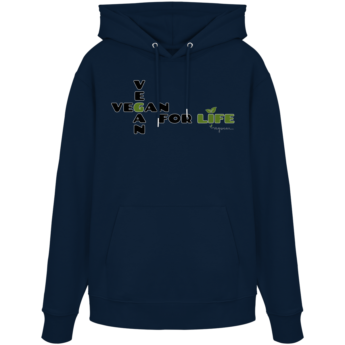 veganer unisex Hoodie / Kapuzenpulli - "vegan for life" - Bio-Baumwolle - vegwear
