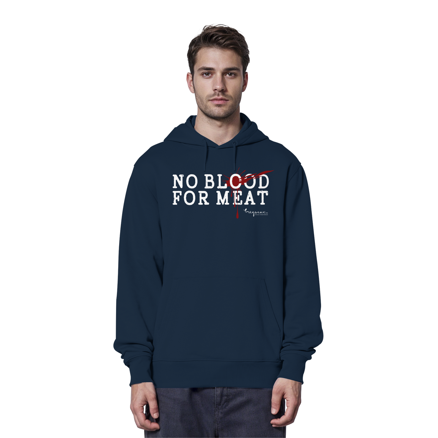 vegane Statement-Hoodie: "no blood for meat" Bio-Hoodie | vegwear