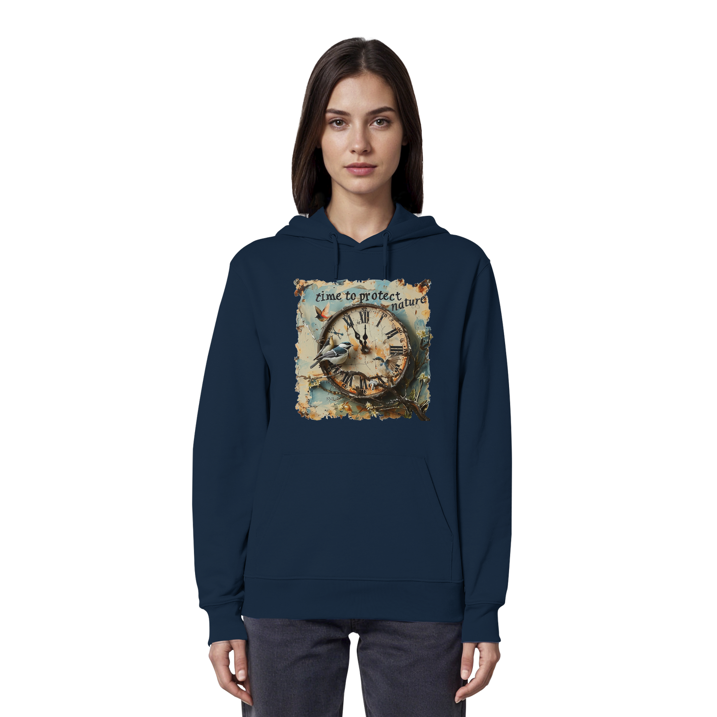 vegwear "time to protect nature" - unisex Hoodie / Kapuzenpulli, nachhaltige Mode