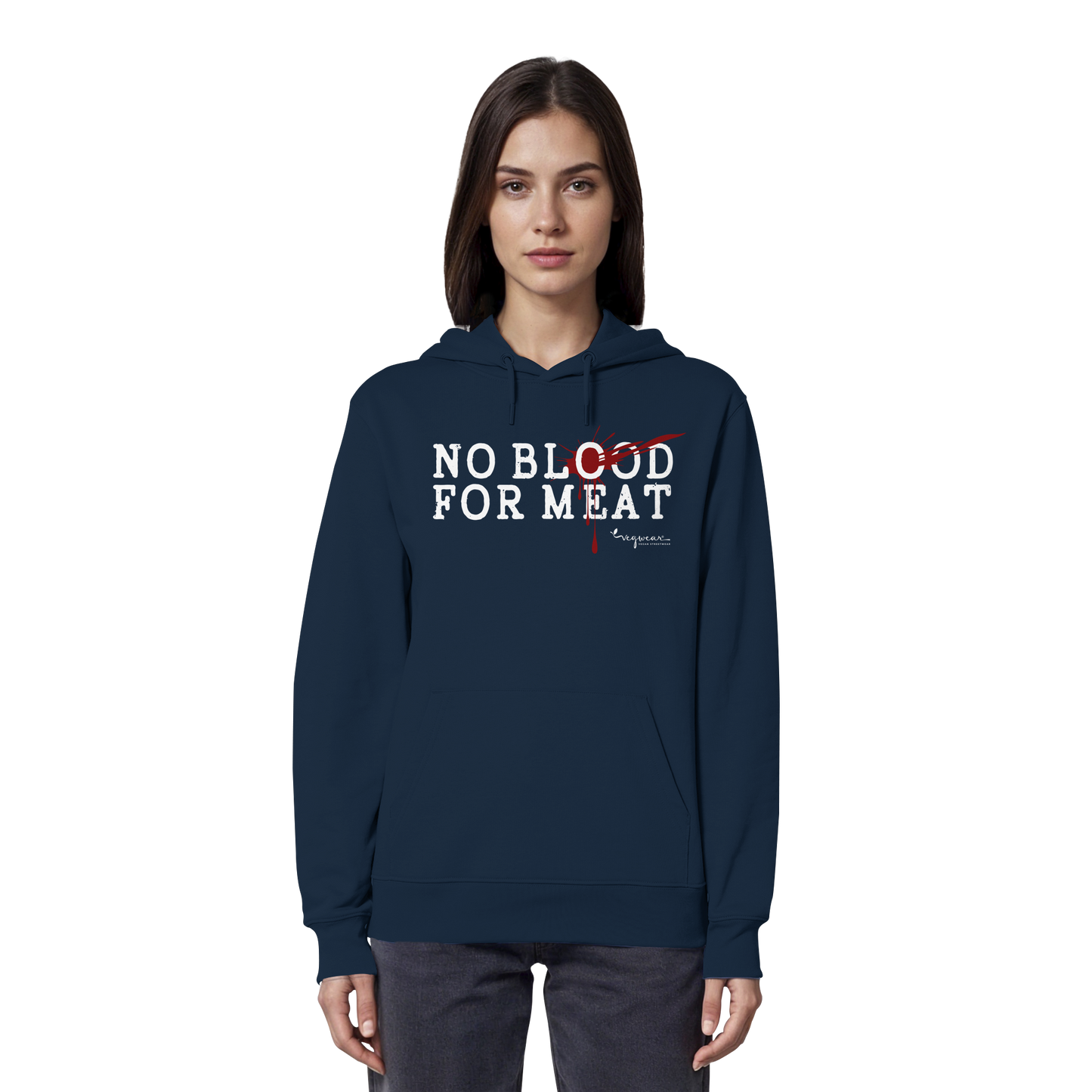 vegane Statement-Hoodie: "no blood for meat" Bio-Hoodie | vegwear