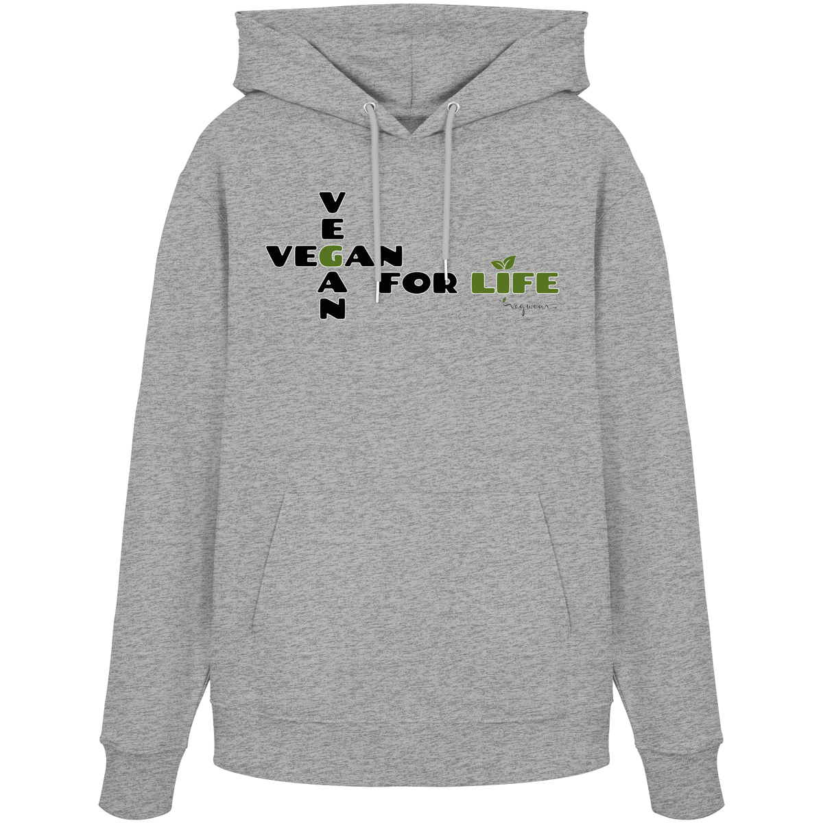veganer unisex Hoodie / Kapuzenpulli - "vegan for life" - Bio-Baumwolle - vegwear