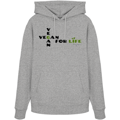 veganer unisex Hoodie / Kapuzenpulli - "vegan for life" - Bio-Baumwolle - vegwear