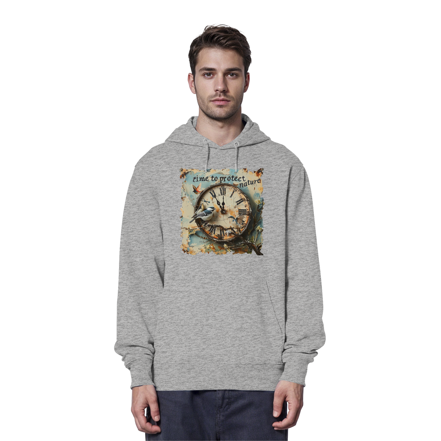 vegwear "time to protect nature" - unisex Hoodie / Kapuzenpulli, nachhaltige Mode