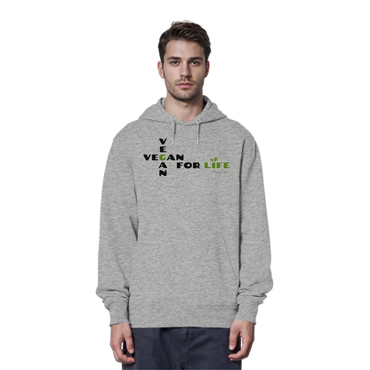 veganer unisex Hoodie / Kapuzenpulli - "vegan for life" - Bio-Baumwolle - vegwear