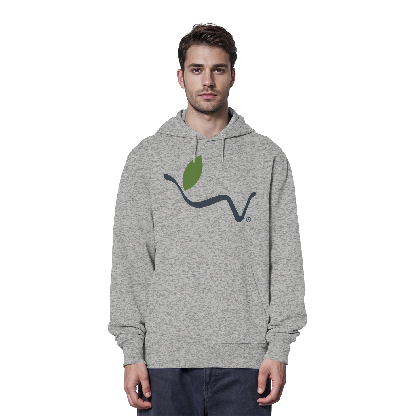 Motif "vegwear Logo grey" - unisex organic hoodie / hooded sweatshirt