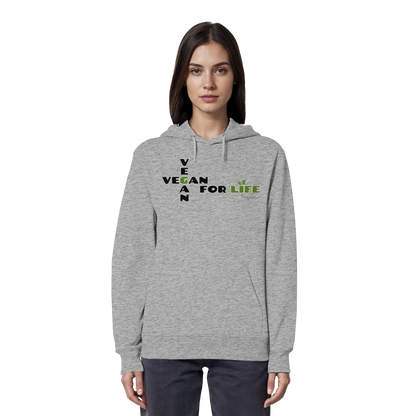 veganer unisex Hoodie / Kapuzenpulli - "vegan for life" - Bio-Baumwolle - vegwear