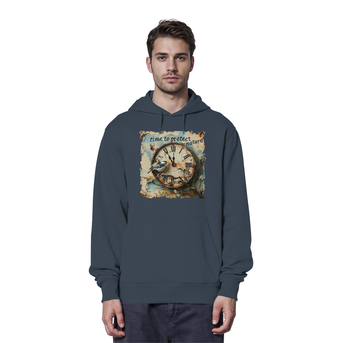 vegwear "time to protect nature" - unisex Hoodie / Kapuzenpulli, nachhaltige Mode