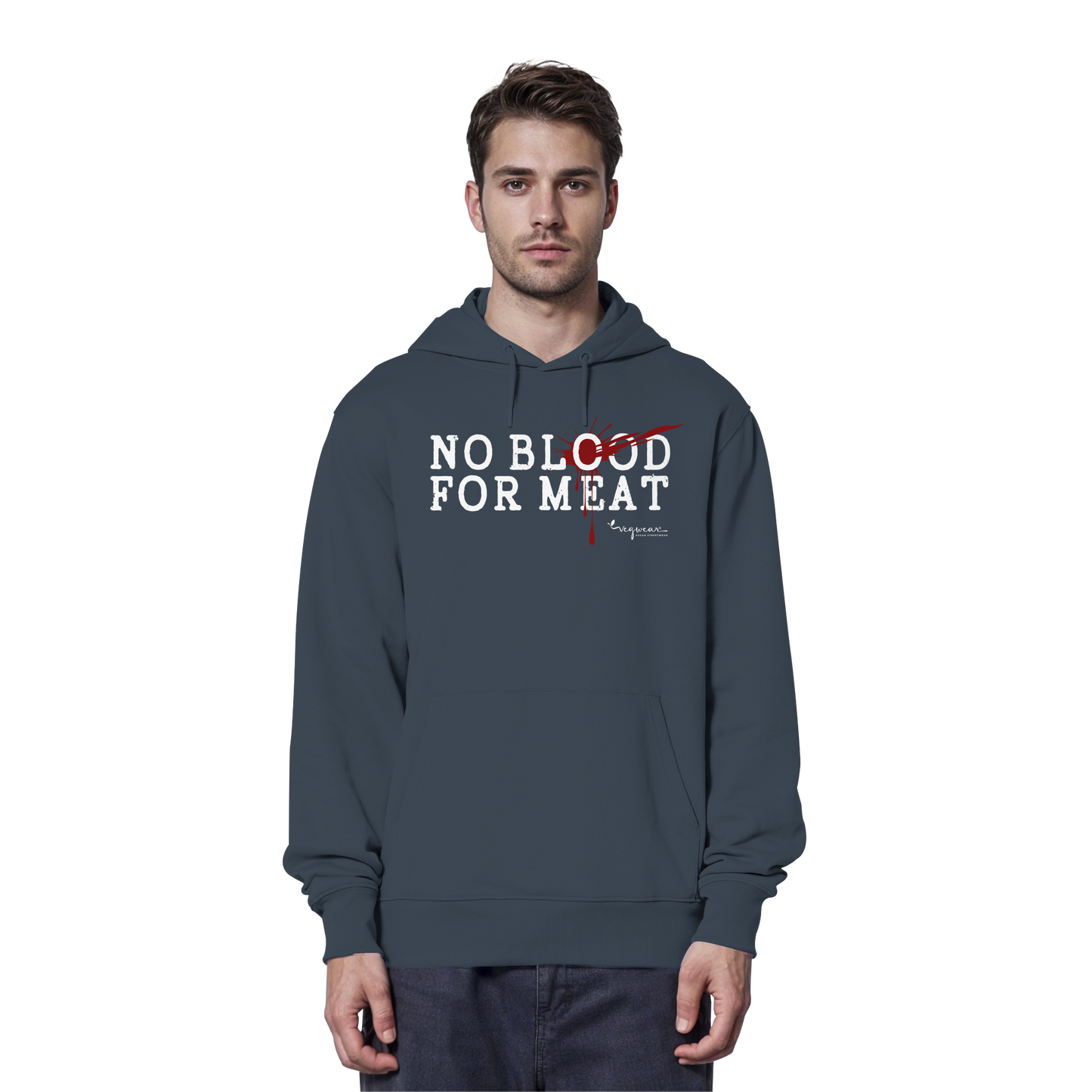 vegane Statement-Hoodie: "no blood for meat" Bio-Hoodie | vegwear