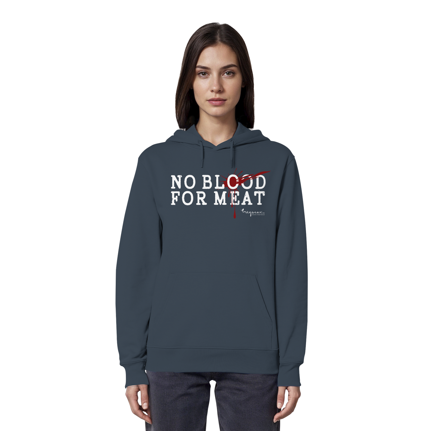 vegane Statement-Hoodie: "no blood for meat" Bio-Hoodie | vegwear