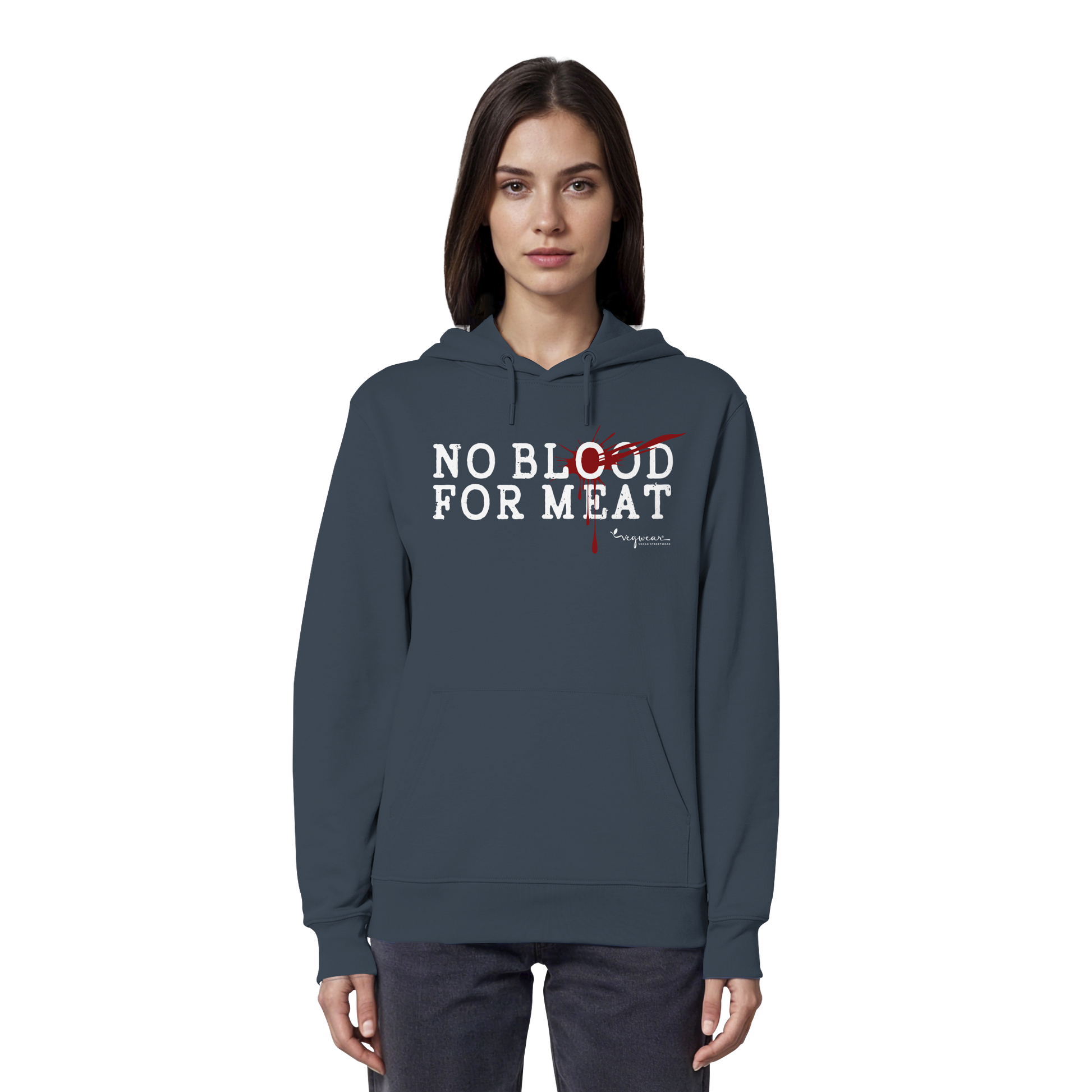 vegane Statement-Hoodie: "no blood for meat" Bio-Hoodie | vegwear