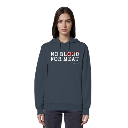 vegane Statement-Hoodie: "no blood for meat" Bio-Hoodie | vegwear