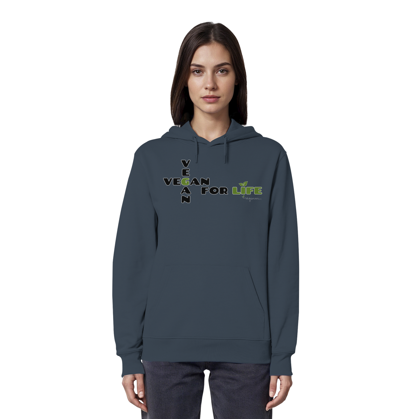 vegwear "vegan for life" - unisex Hoodie / Kapuzenpulli bio vegan fair