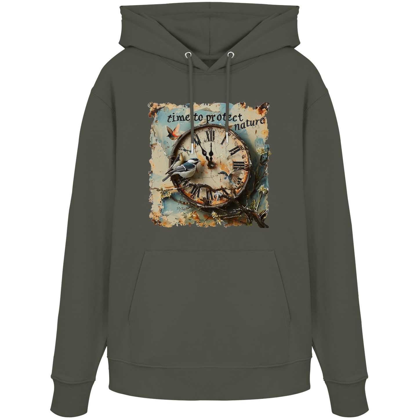 vegwear "time to protect nature" - unisex Hoodie / Kapuzenpulli, nachhaltige Mode