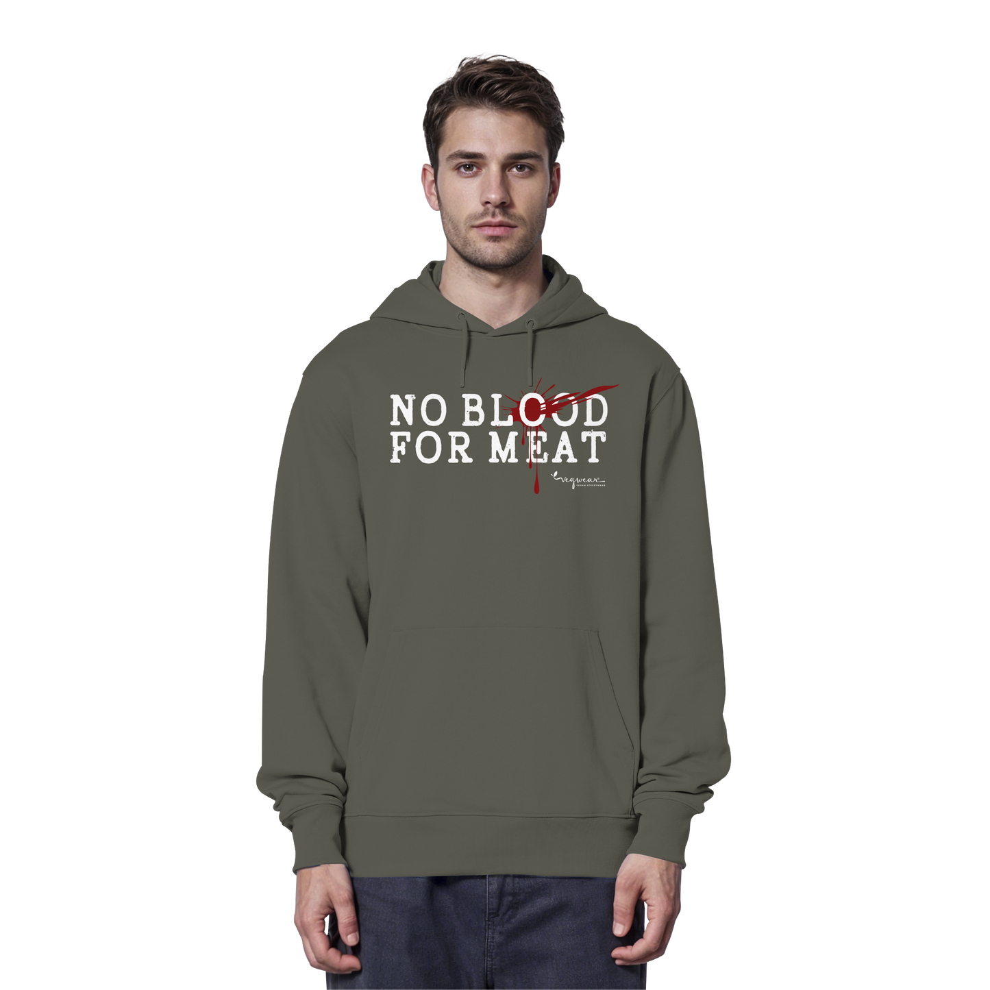vegane Statement-Hoodie: "no blood for meat" Bio-Hoodie | vegwear