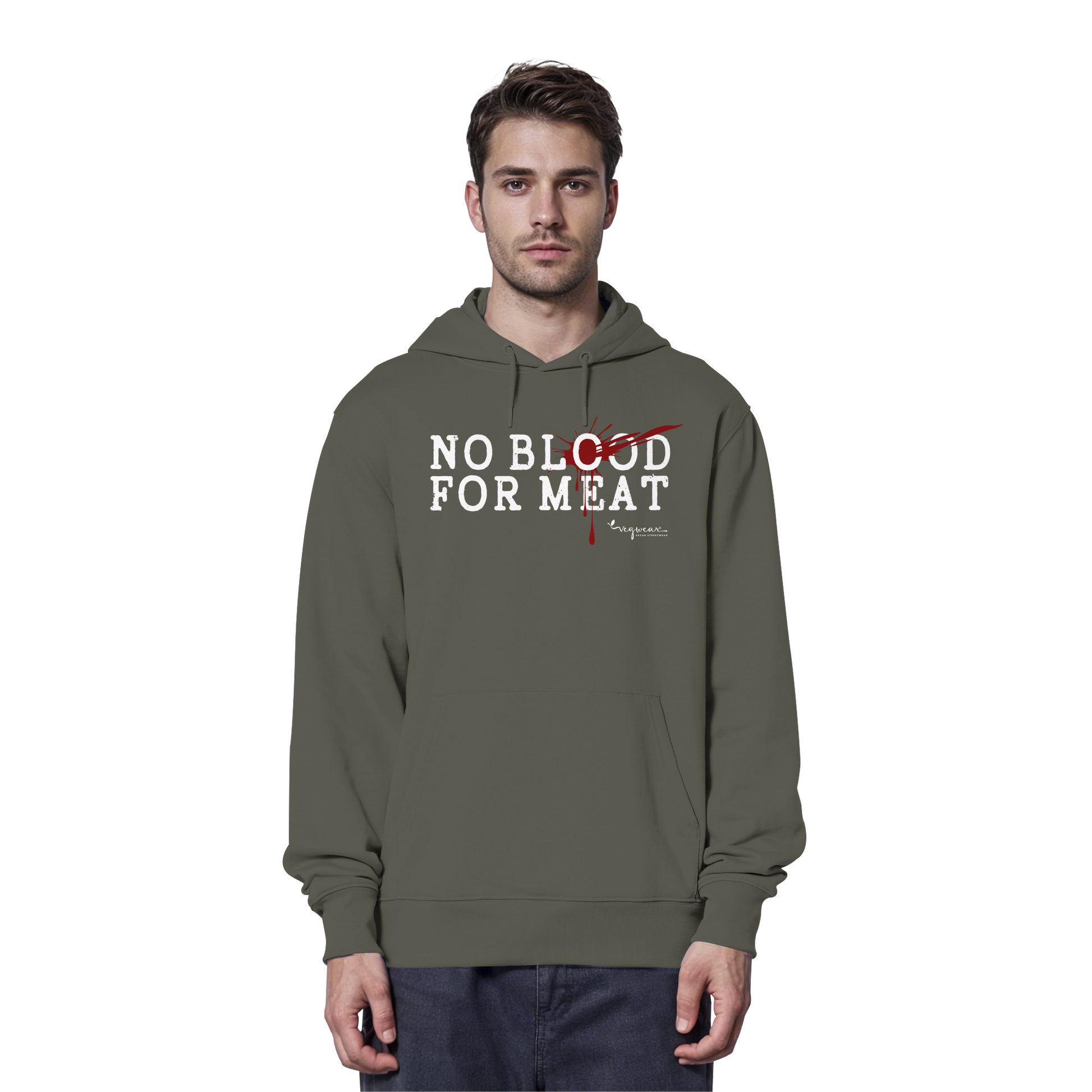 vegane Statement-Hoodie: "no blood for meat" Bio-Hoodie | vegwear