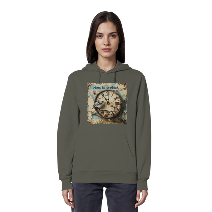 vegwear "time to protect nature" - unisex Hoodie / Kapuzenpulli, nachhaltige Mode