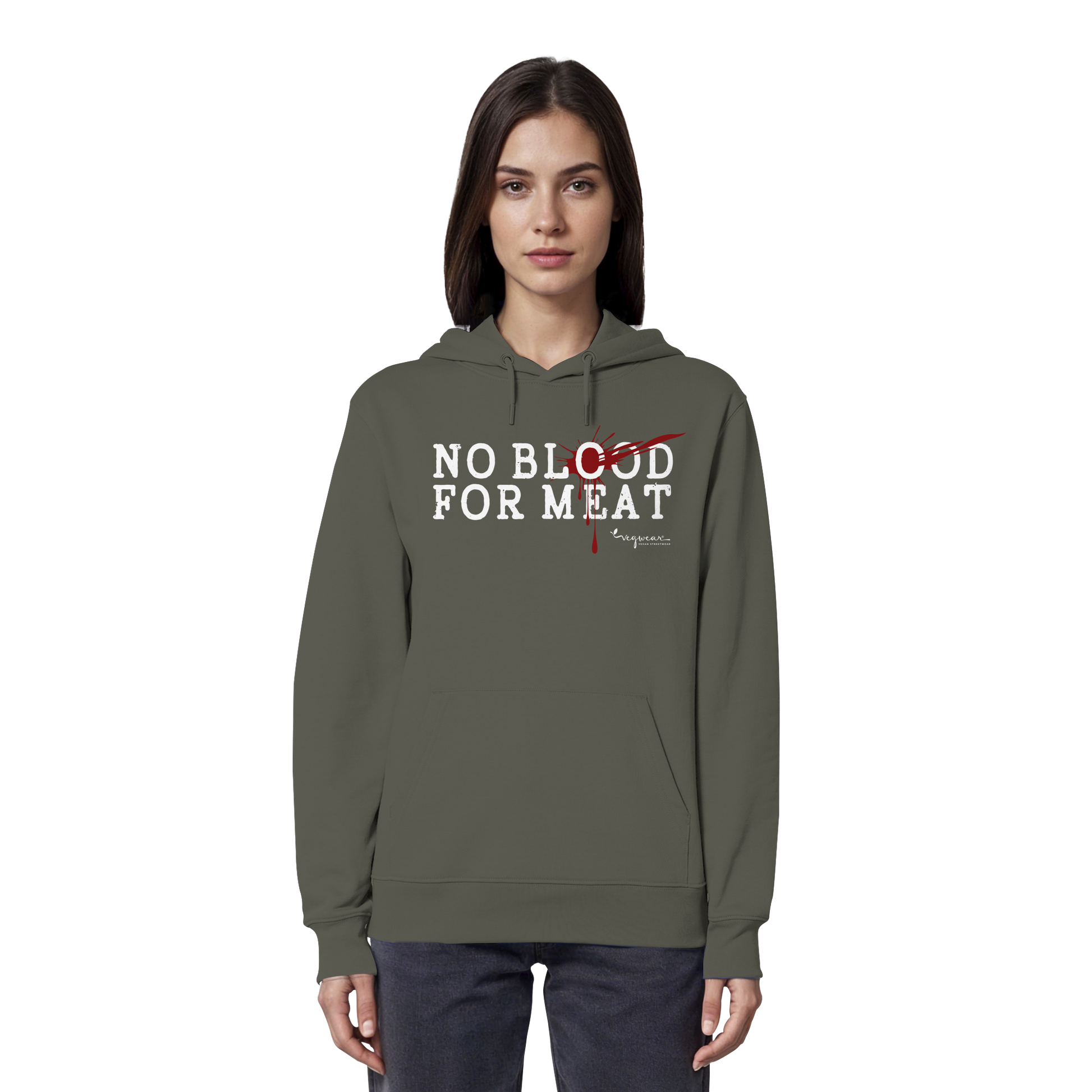 vegane Statement-Hoodie: "no blood for meat" Bio-Hoodie | vegwear