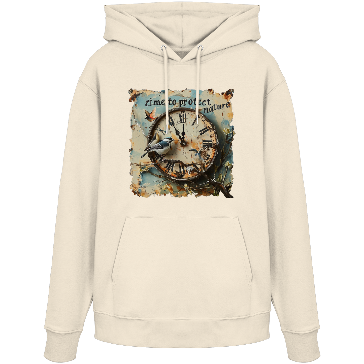 vegwear "time to protect nature" - unisex Hoodie / Kapuzenpulli, nachhaltige Mode