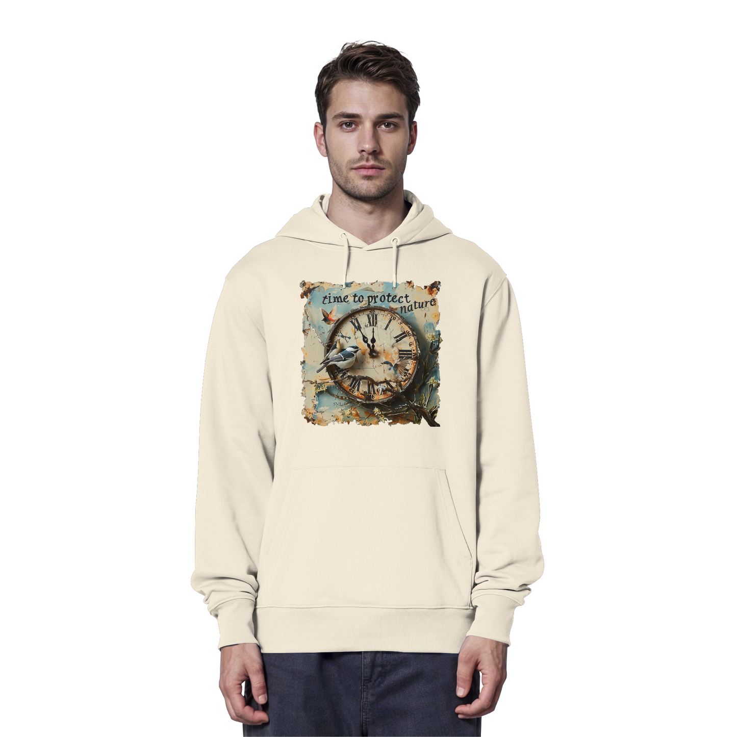 vegwear "time to protect nature" - unisex Hoodie / Kapuzenpulli, nachhaltige Mode