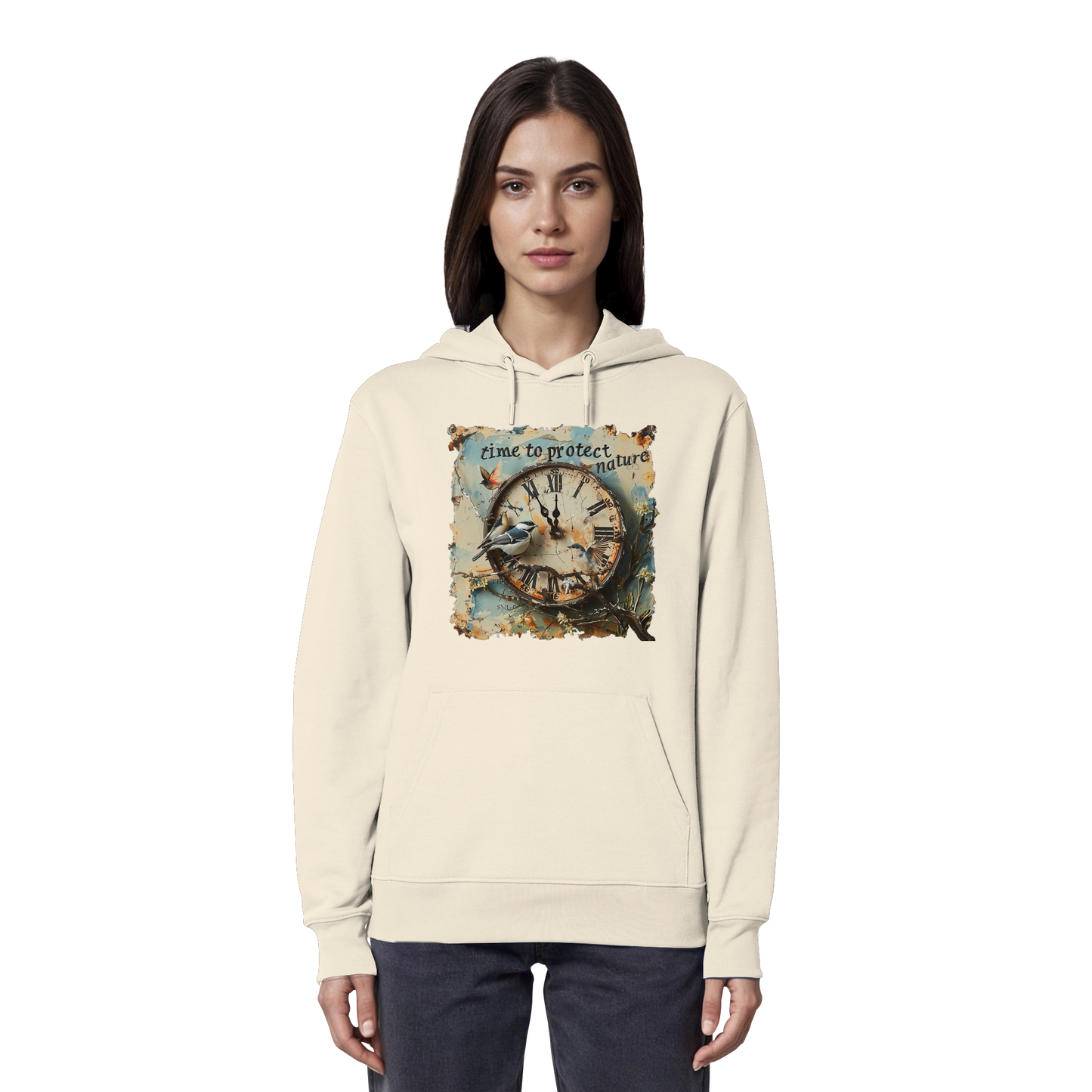 vegwear "time to protect nature" - unisex Hoodie / Kapuzenpulli, nachhaltige Mode