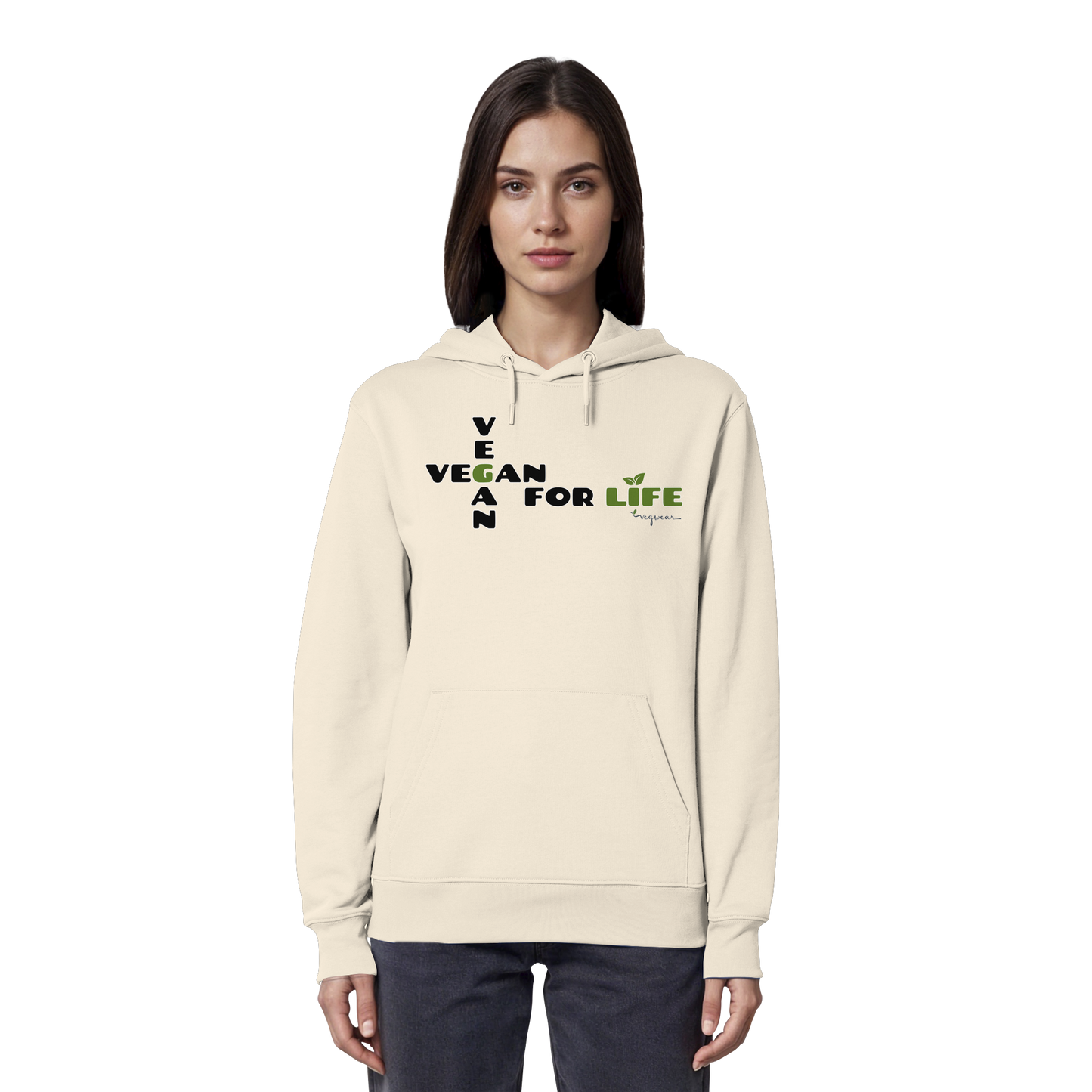 vegwear "vegan for life" - unisex Hoodie / Kapuzenpulli bio vegan fair