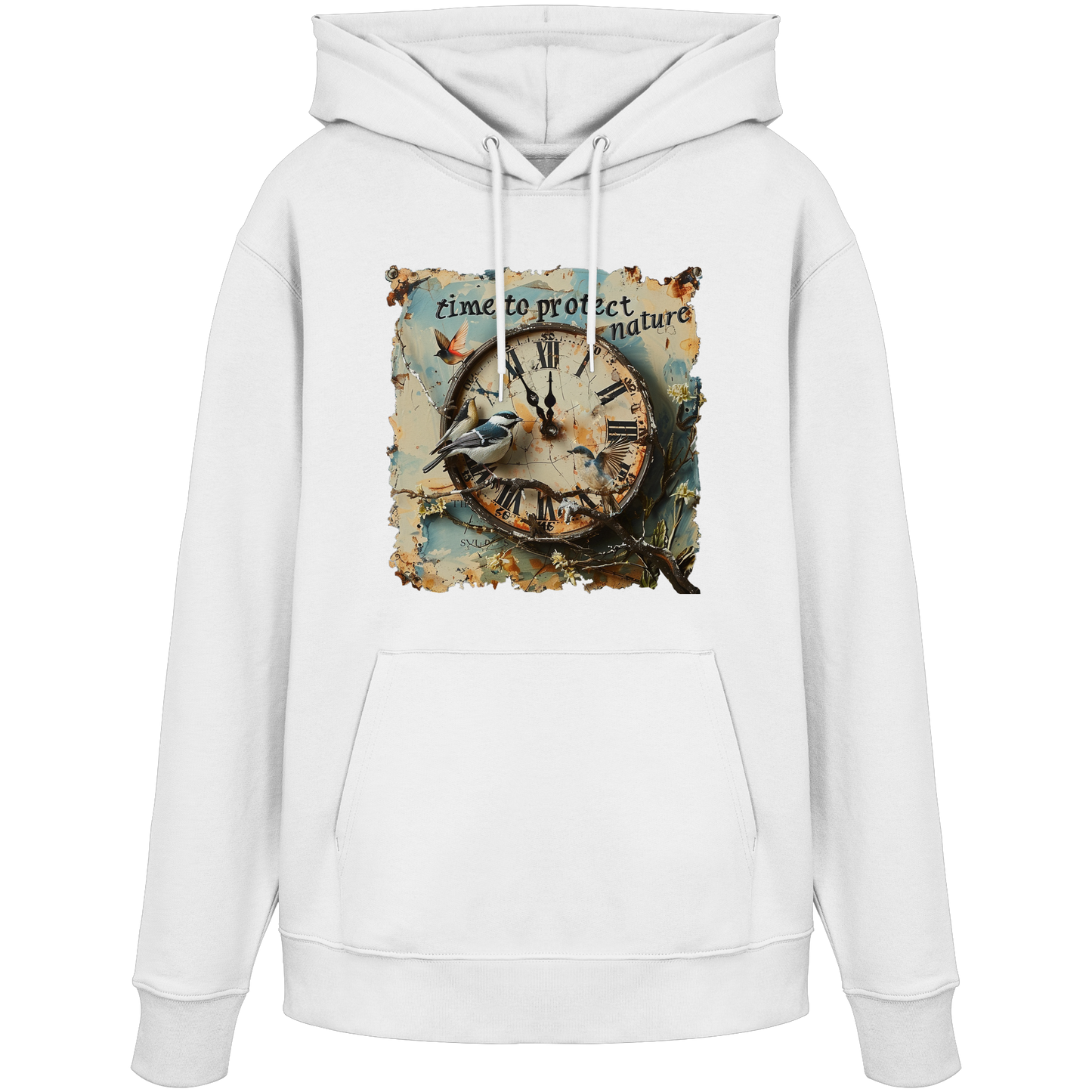 vegwear "time to protect nature" - unisex Hoodie / Kapuzenpulli, nachhaltige Mode